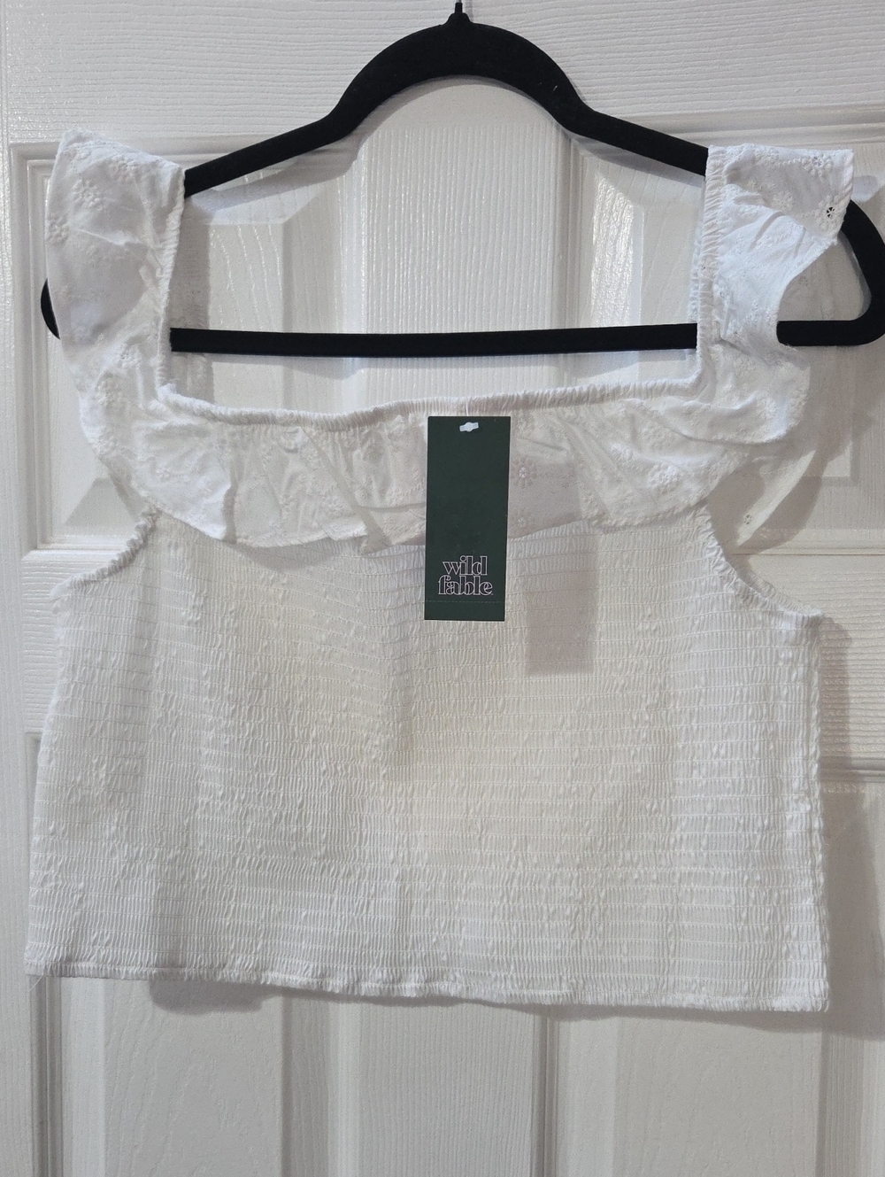 wild fable White Ruffled Square-Neck Crop Top